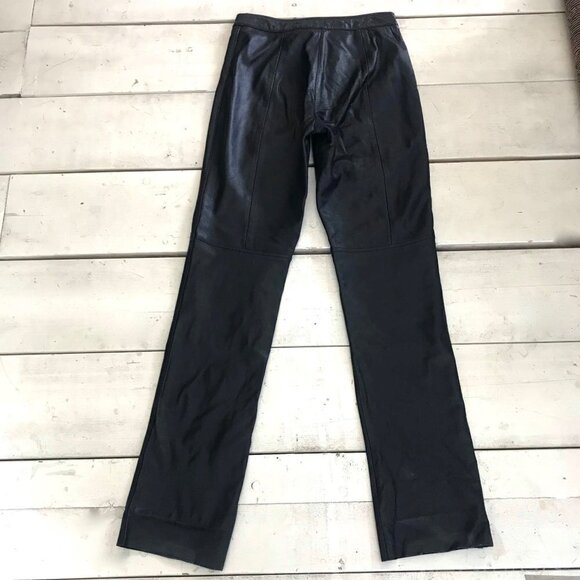 Women's Genuine Black Leather Pants Slacks - Picture 7 of 8